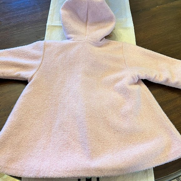 SWeeT + FuN CORKY & CO Pink Fringed Hood Jacket Flower Accents Warm SWiNG COAT 3 - Picture 10 of 11